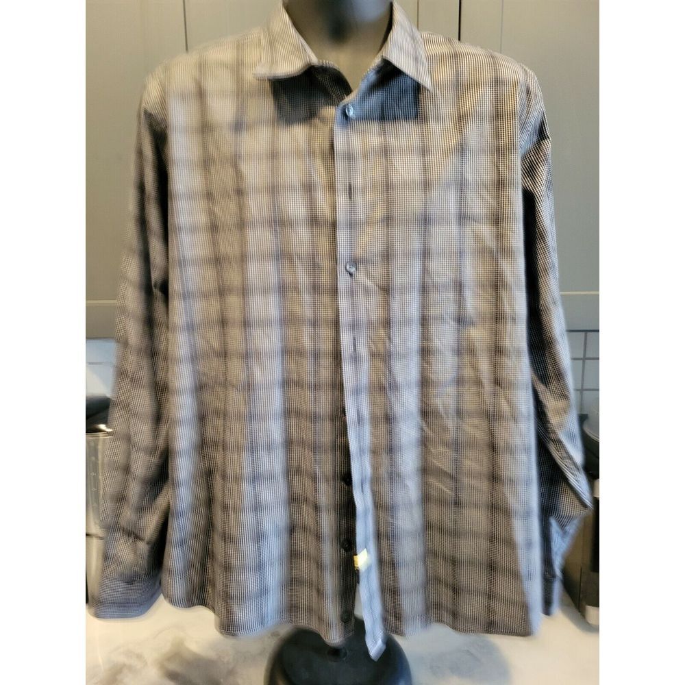 Men's LS Shirt, 14th & Union, Size 17.5 Plaid Trim Fit Wrinkle Resistant